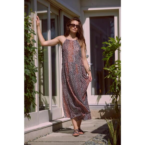 Anthropologie Dresses & Skirts - Anthropologie Patchwork Shirred A-Line Tiered Midi Dress Size Medium Petite